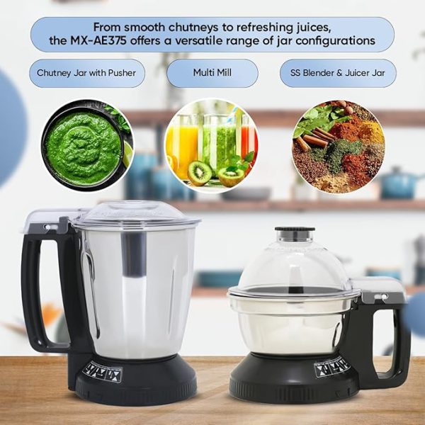 Panasonic MX-AE375 3 Jars Black Mixer Grinder - Image 2