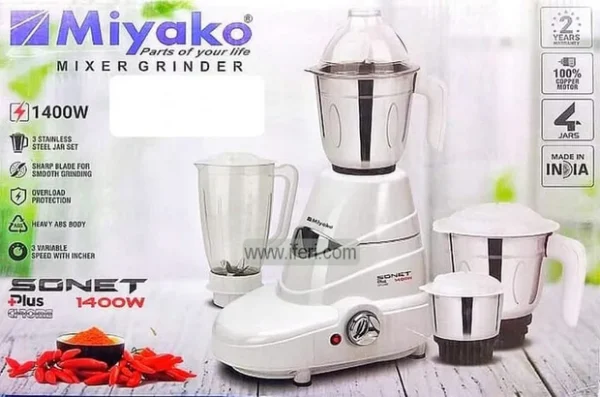 Miyako Sonet 1400W Mixer Grinder Blender - Image 2