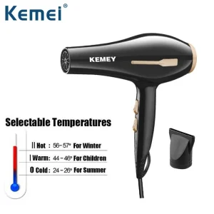Kemey-KM-2376-1000W ( 3 in ! ) Powerful-Professional-Heavy-Duty-Hair-Dryer-for-Unisex – Black